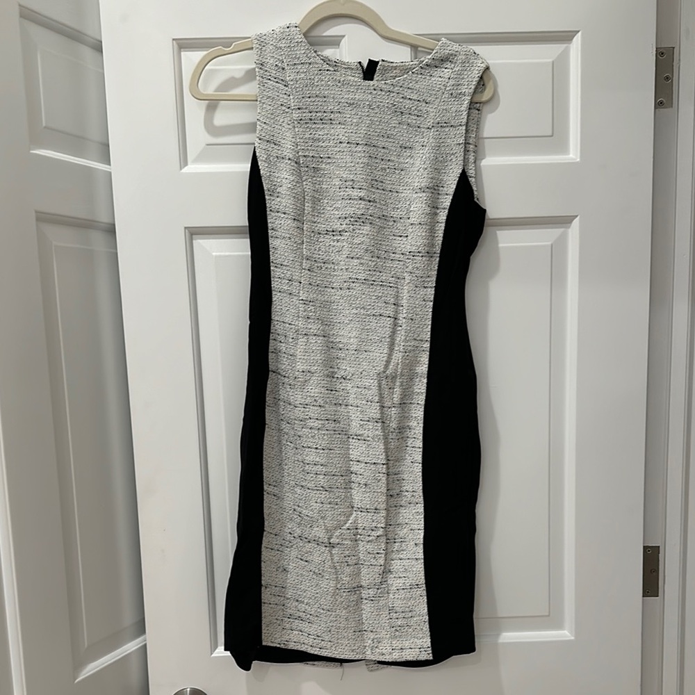 Calvin Klein Gray and Silver Sheath Midi Dress